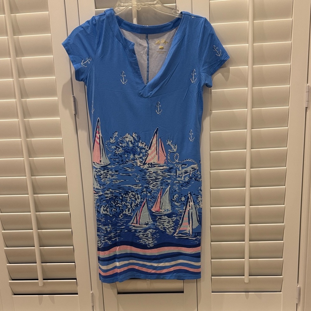 NWOT Lilly Pulitzer UPF 50+ Sophiletta Dress in "Lunar Blue A Lil Nauti"